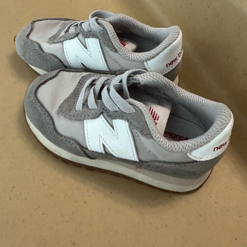 New Balance Kids' Gray and White Sneakers